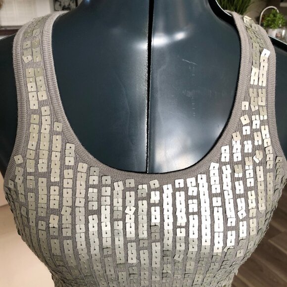Bisou Bisou Silver Sequins Tank Top, Size Medium - Picture 2 of 5